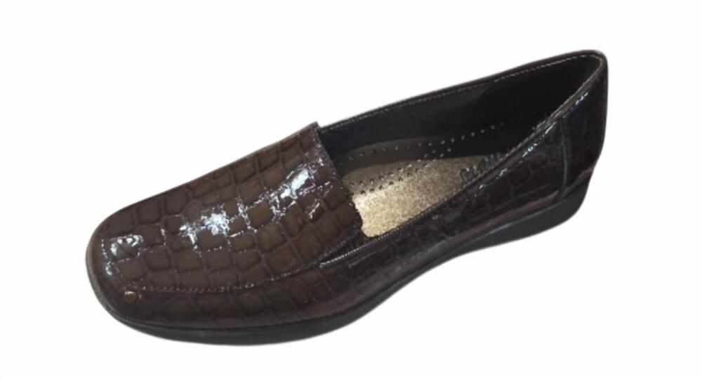 NEW TROTTERS women's jenn slip on in dark brown croc